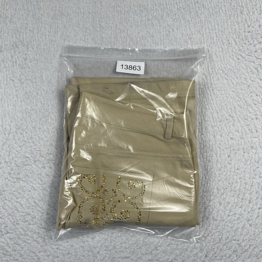 St‎ John Jeans Womens 2 Tan Khaki Denim Boot Cut Casual Bling Career Workwear - Picture 16 of 16
